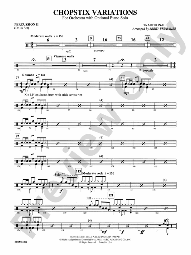 Chopstix Variations (with Opt. Piano Solo) 2nd Percussion 2nd Percussion Part Digital Sheet
