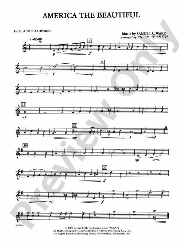 America the Beautiful Eflat Alto Saxophone Eflat Alto Saxophone