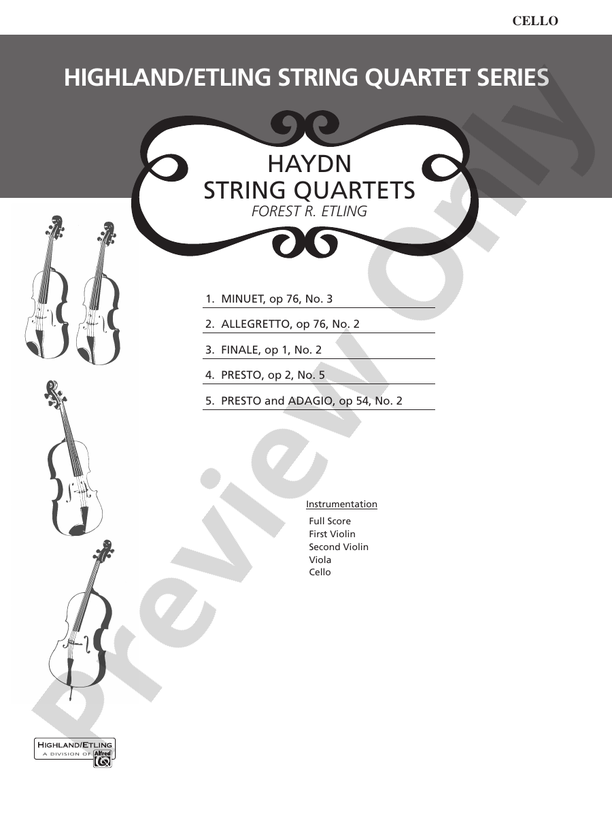 Haydn String Quartets Cello Cello Part Digital Sheet Music Download