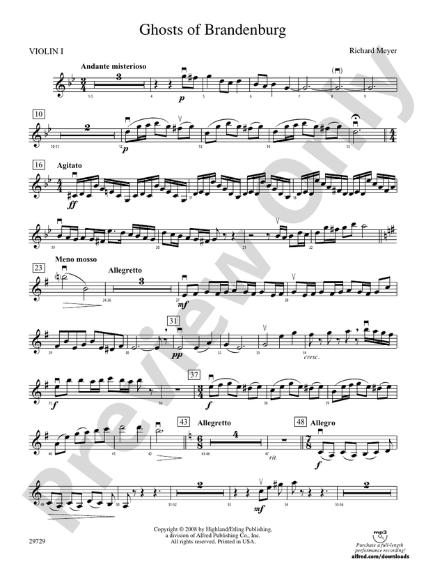 Ghosts of Brandenburg: 1st Violin: 1st Violin Part - Digital Sheet ...