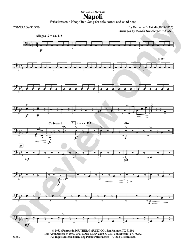 Napoli Contra Bassoon Contra Bassoon Part Digital Sheet Music Download