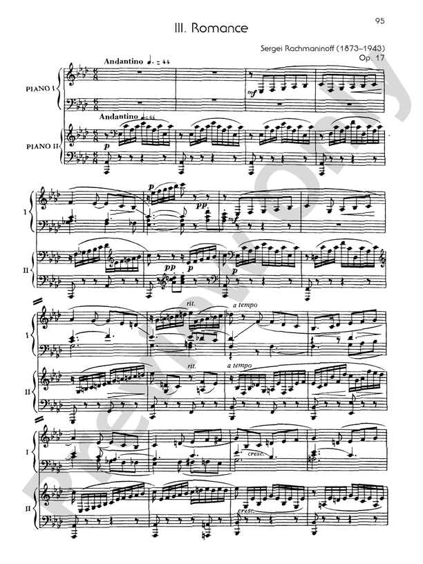 Suite No. 2, Opus 17 - III. Romance - Piano Duo (2 Pianos, 4 Hands)