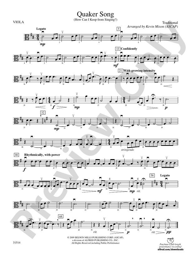 Quaker song how can i keep from singing viola viola part digital