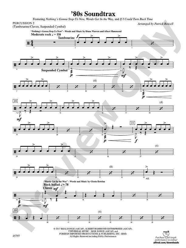 80s Soundtrax 2nd Percussion 2nd Percussion Part Digital Sheet Music Download 8152