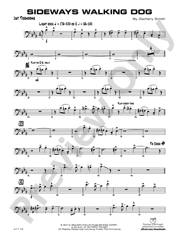 Sideways Walking Dog 1st Trombone 1st Trombone Part Digital Sheet