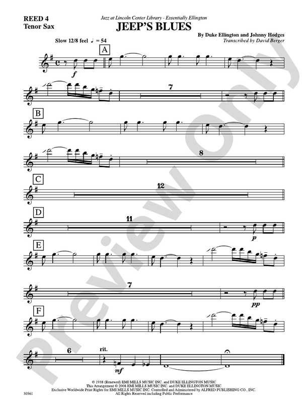 Jeep's Blues: 2nd B-flat Tenor Saxophone