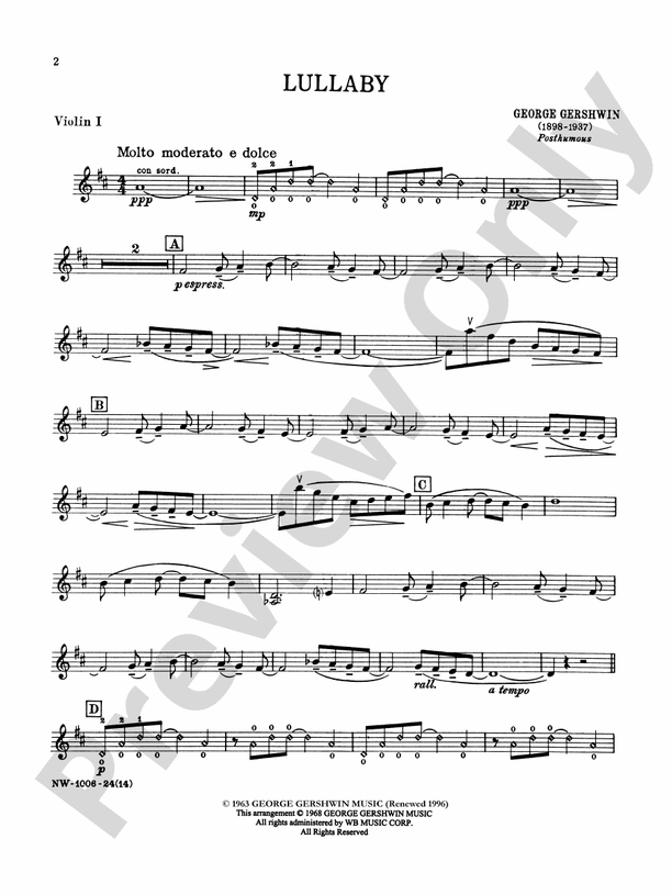 Lullaby 1st Violin 1st Violin Part Digital Sheet Music Download 7757