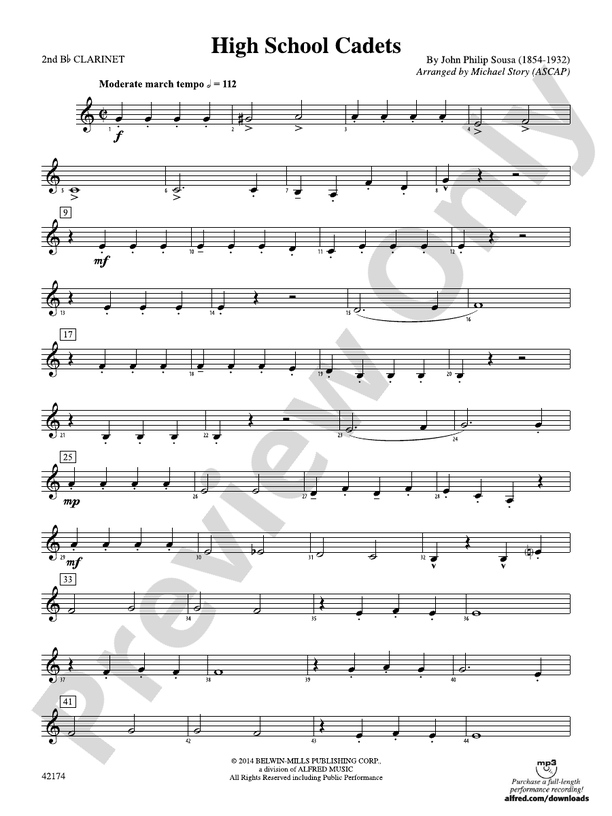 High School Cadets 2nd Bflat 2nd Bflat Part Digital Sheet Music Download