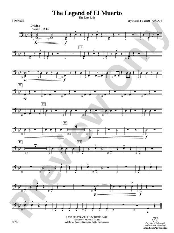 The Legend of El Muerto Timpani Timpani Part Digital Sheet Music