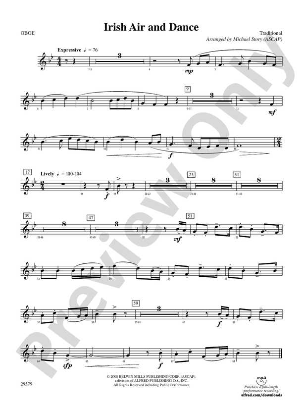 Irish Air and Dance Oboe Oboe Part Digital Sheet Music Download