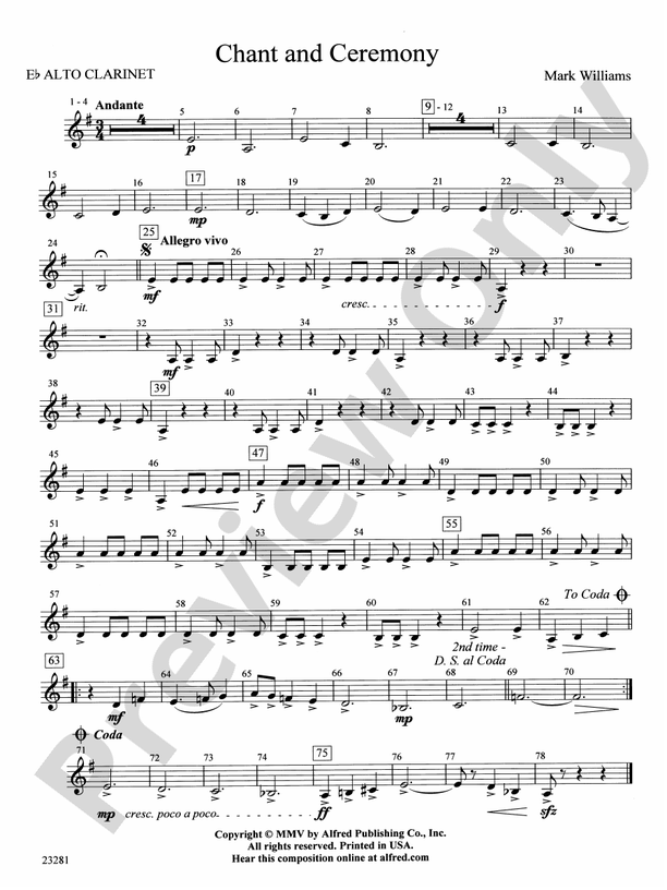 Chant and Ceremony Eflat Alto Eflat Alto Part Digital Sheet Music Download