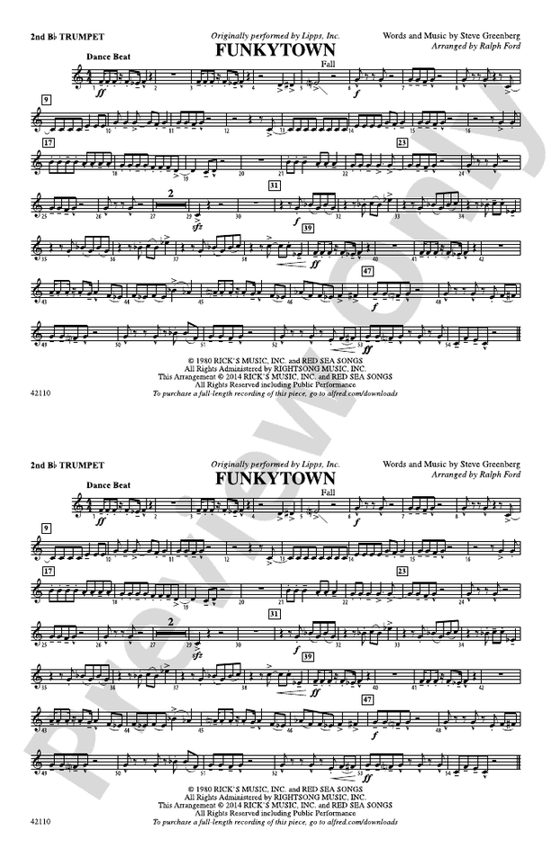 Funkytown: 2nd B-flat Trumpet: 2nd B-flat Trumpet Part