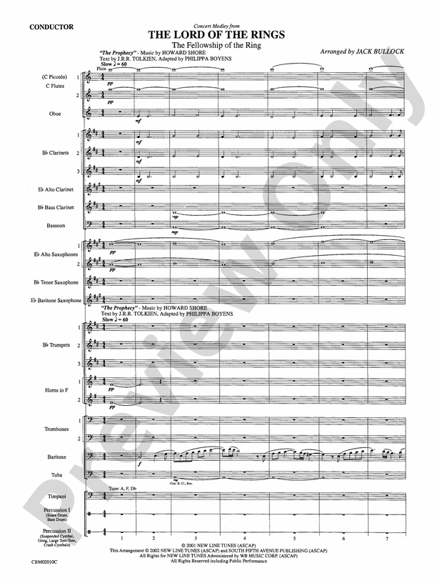 The Lord of the Rings: The Fellowship of the Ring, Concert Medley from