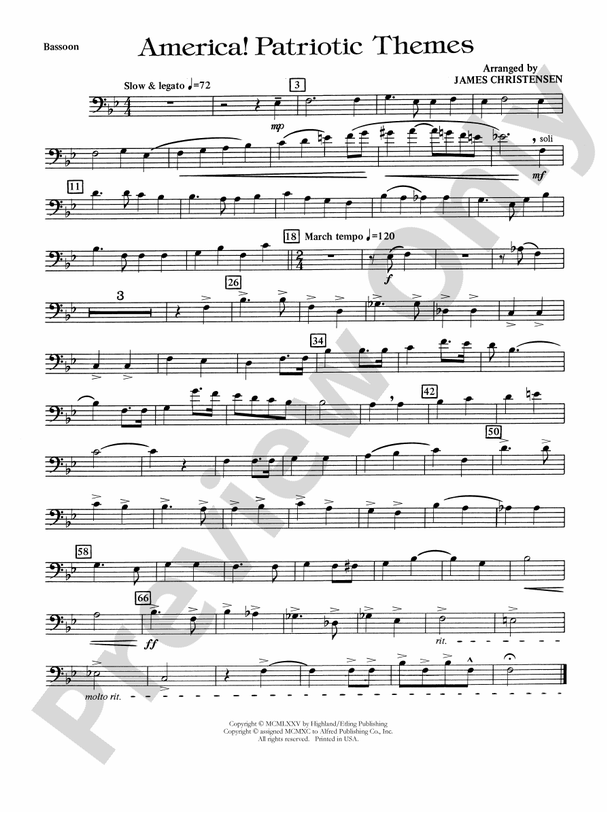 America! Patriotic Themes (as played at Disney World) Bassoon Bassoon