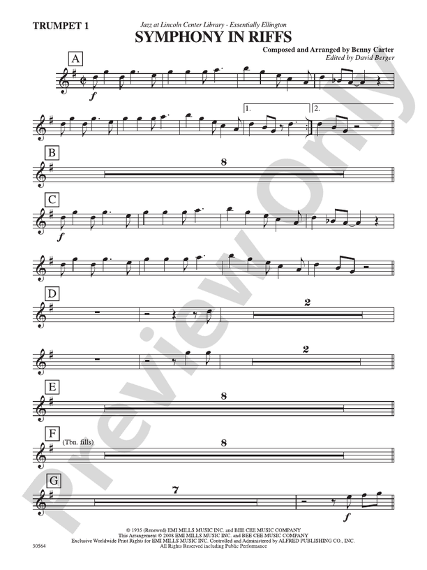 Symphony in Riffs: 1st B-flat Trumpet: 1st B-flat Trumpet Part ...