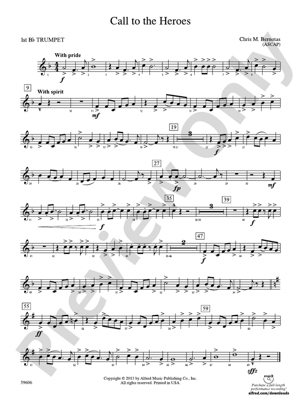 Call to the Heroes: 1st B-flat Trumpet