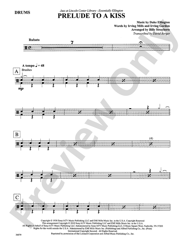 Prelude To A Kiss Drums Drums Part Digital Sheet Music Download 