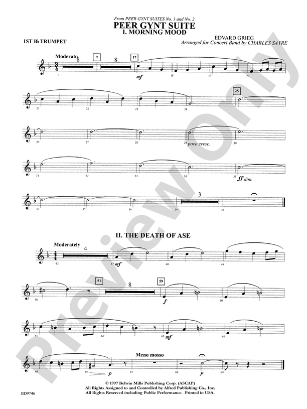 Peer Gynt Suite: 1st B-flat Trumpet: 1st B-flat Trumpet Part - Digital ...