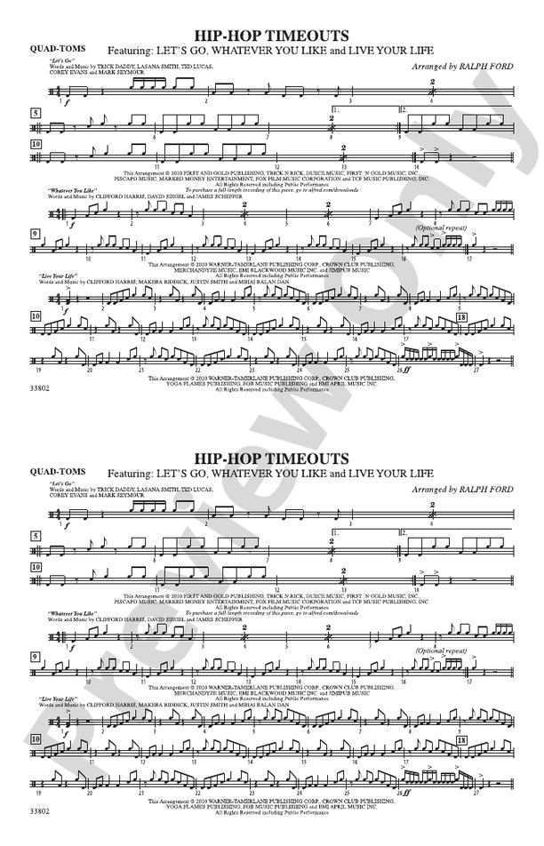 HipHop Timeouts QuadToms QuadToms Part Digital Sheet Music Download