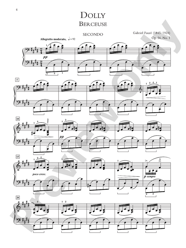 Fauré: Dolly Suite, Opus 56 - Piano Duet (1 Piano, 4 Hands)