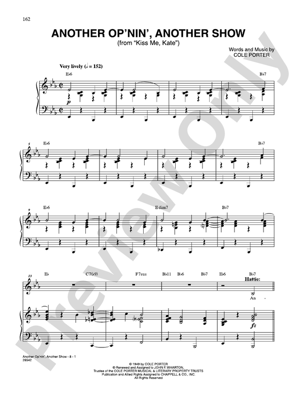 Another Opnin Another Show From Kiss Me Kate Voice Cole Porter Digital Sheet Music 6337