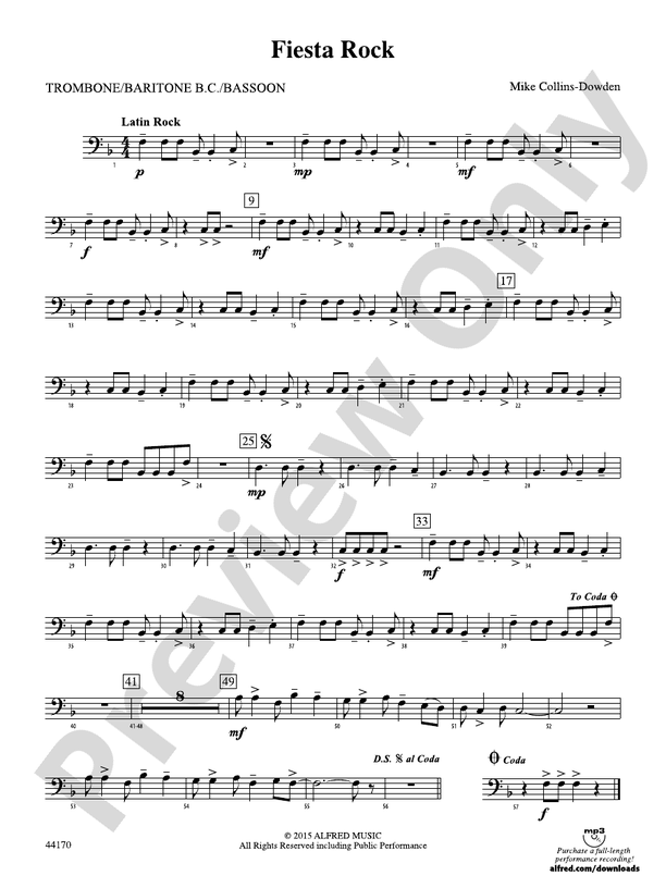 Fiesta Rock 1st Trombone 1st Trombone Part Digital Sheet Music Download