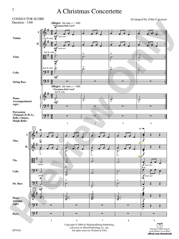 A Christmas Concertette String Orchestra Conductor Score & Parts