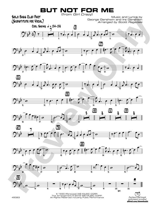 But Not for Me: Solo Bass Clef Part (Substitute for Vocal)