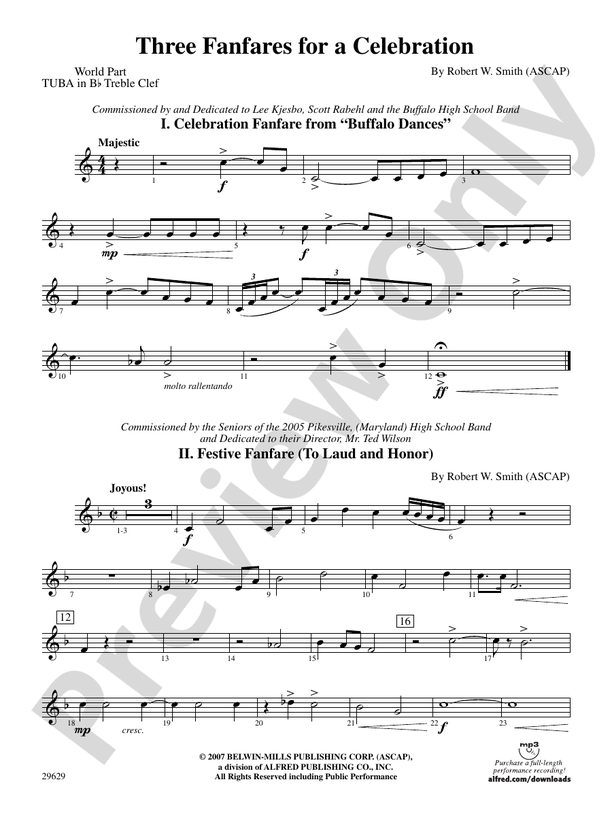 Three Fanfares For A Celebration: (wp) B-flat Tuba T.C.: (wp) B-flat ...