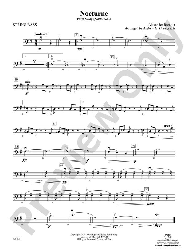 Nocturne (from String Quartet No. 2): String Bass