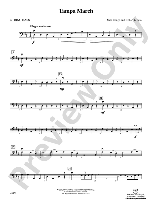 Tampa March String Bass String Bass Part Digital Sheet Music Download