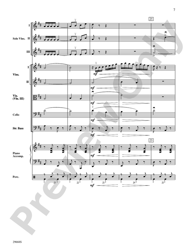 Bugler's Holiday for Three Violins and String Orchestra Score String