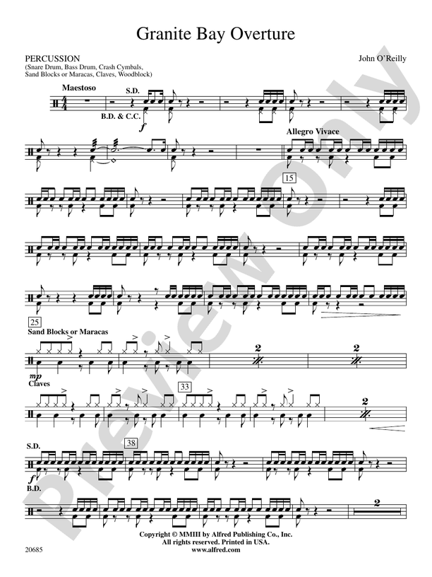 Granite Bay Overture 1st Percussion 1st Percussion Part Digital