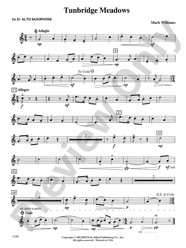 Tunbridge Meadows Eflat Alto Saxophone Eflat Alto Saxophone Part