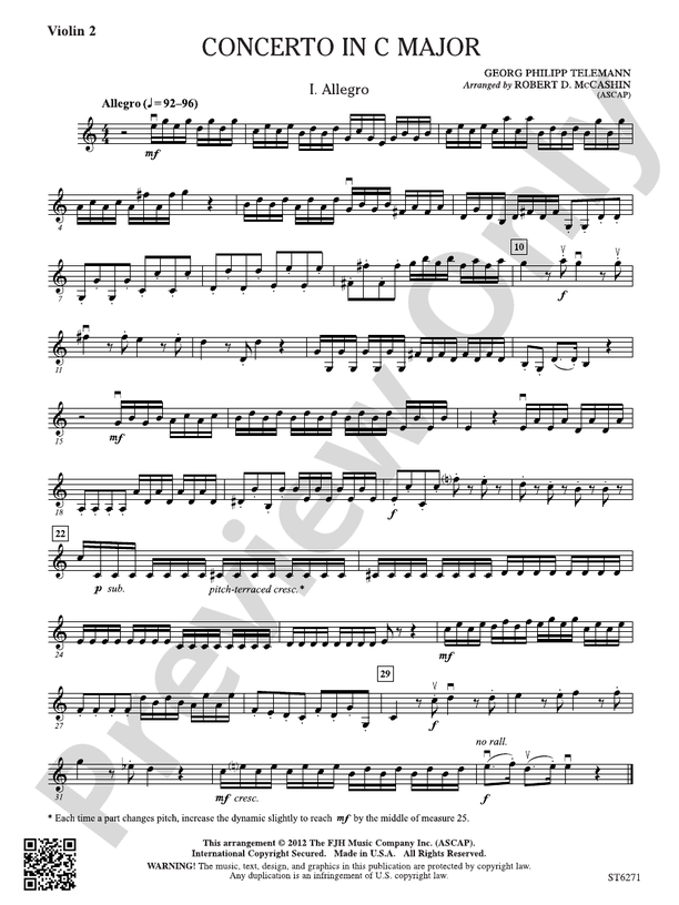 Concerto in C Major: Violin 2: Violin 2 Part - Digital Sheet Music Download
