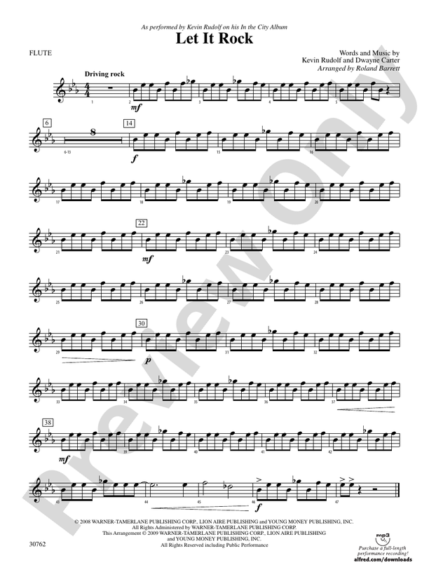 Let It Rock Flute Flute Part Digital Sheet Music Download