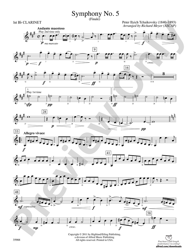 Symphony No. 5: 1st B-flat Clarinet