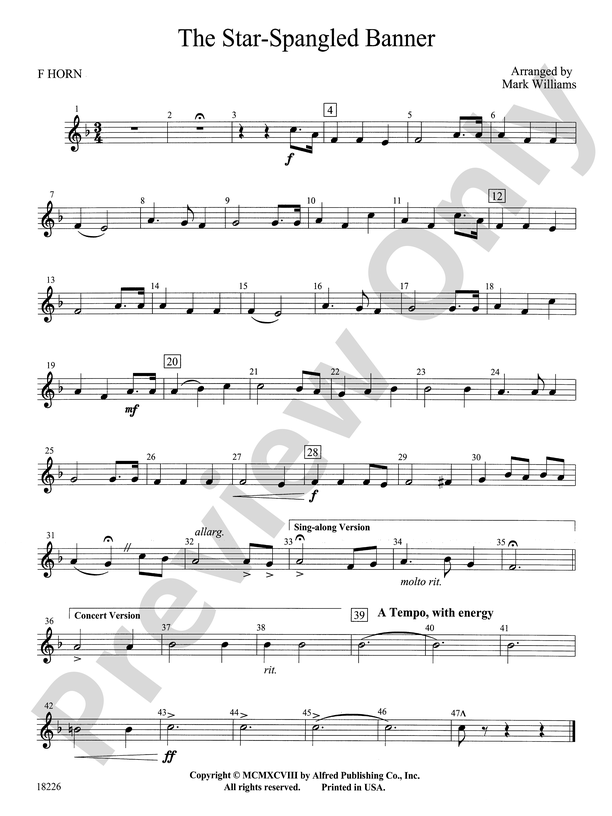 The Star Spangled Banner: 1st F Horn