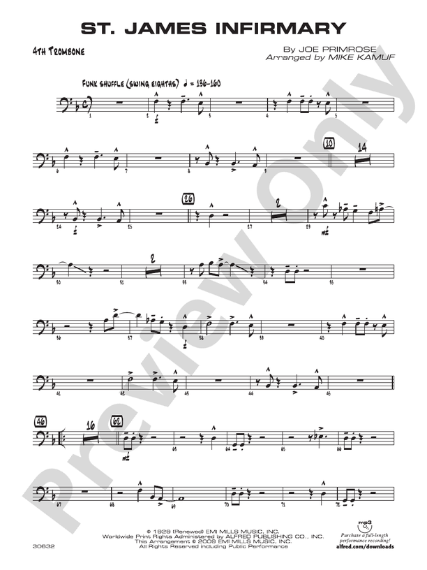 St. James Infirmary 4th Trombone 4th Trombone Part Digital Sheet
