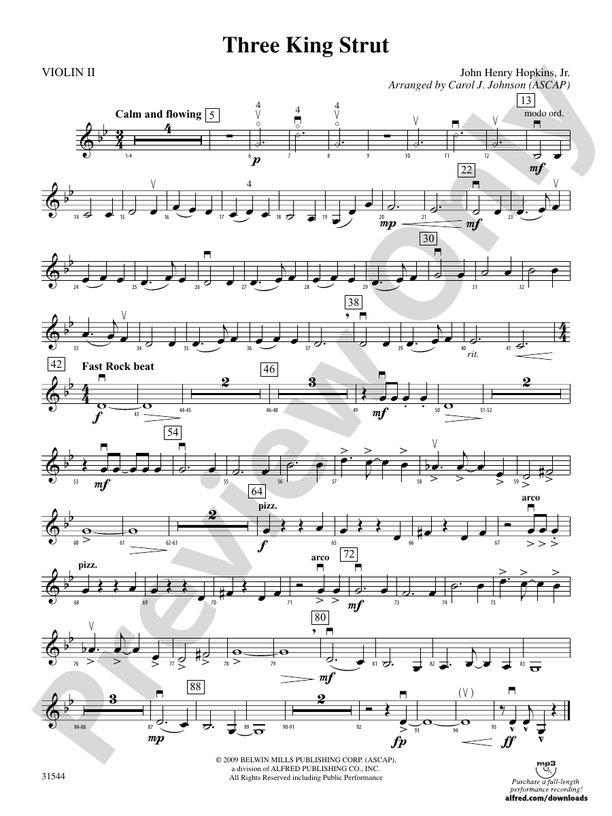 Three King Strut: 2nd Violin: 2nd Violin Part - Digital Sheet Music ...