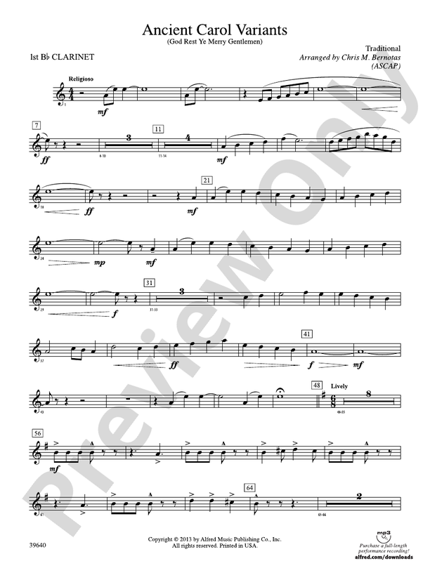Ancient Carol Variants 1st Bflat 1st Bflat Part