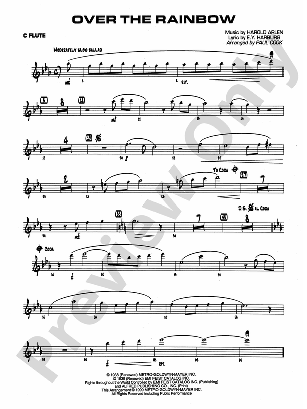 Over The Rainbow: Flute: Flute Part - Digital Sheet Music Download