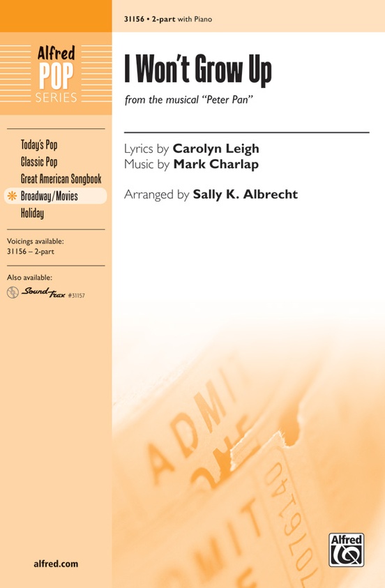 I Won't Grow Up: 2-Part Choral Octavo: Mark Charlap | Sheet