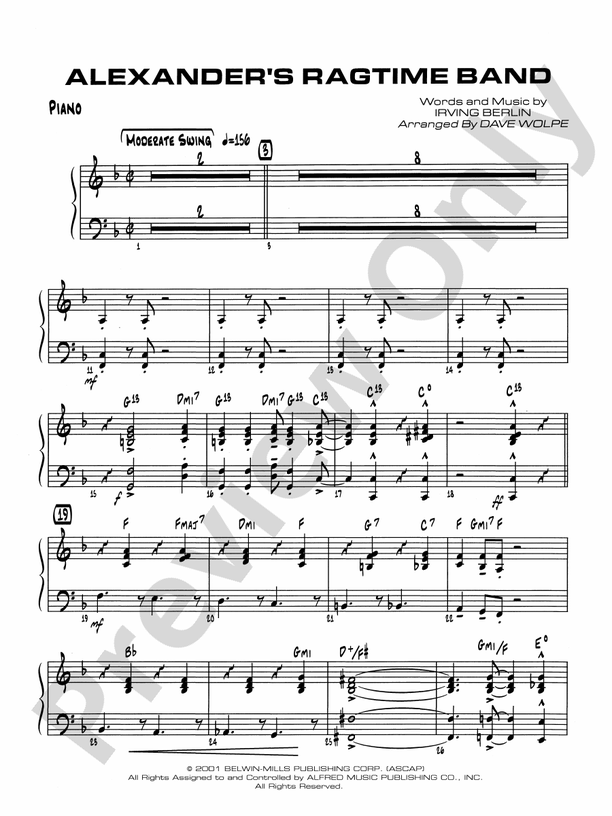 Alexander's Ragtime Band: Piano Accompaniment