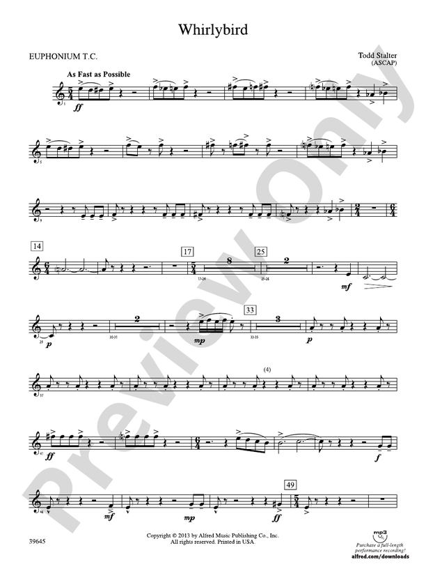 Whirlybird Baritone T.C. Baritone T.C. Part Digital Sheet Music