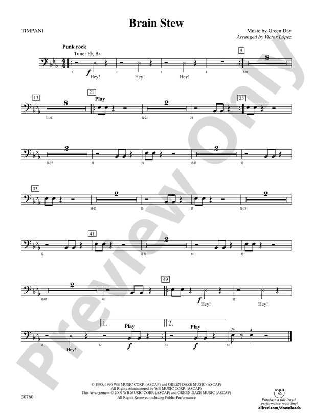 Brain Stew Timpani Timpani Part Digital Sheet Music Download