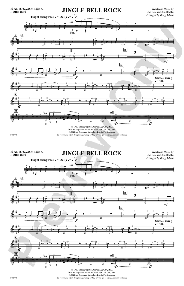 Jingle Bell Rock Eflat Alto Saxophone Eflat Alto Saxophone Part