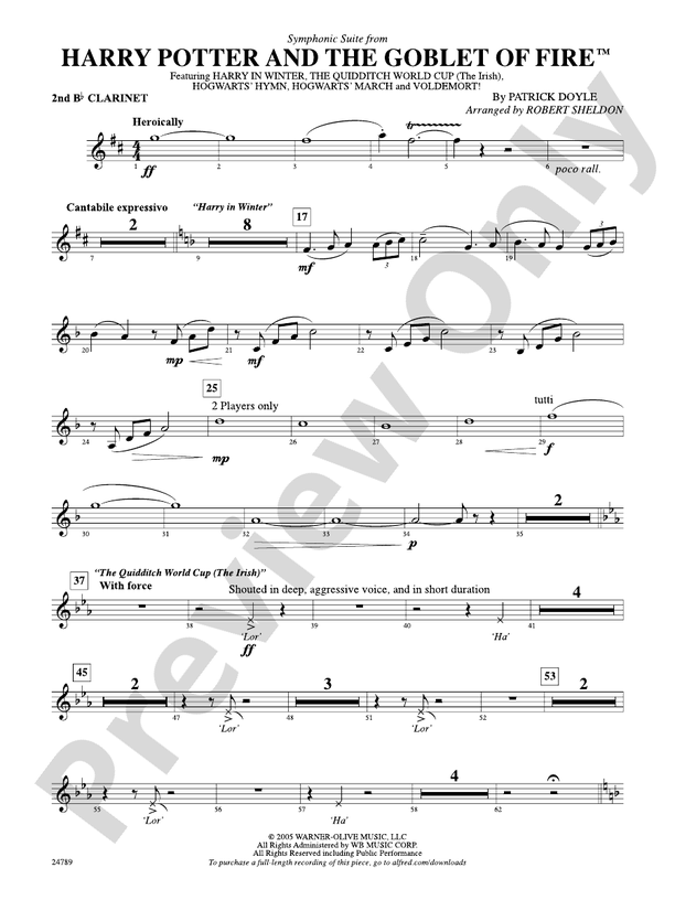 Harry Potter and the Goblet of Fire, Symphonic Suite from 2nd Bflat