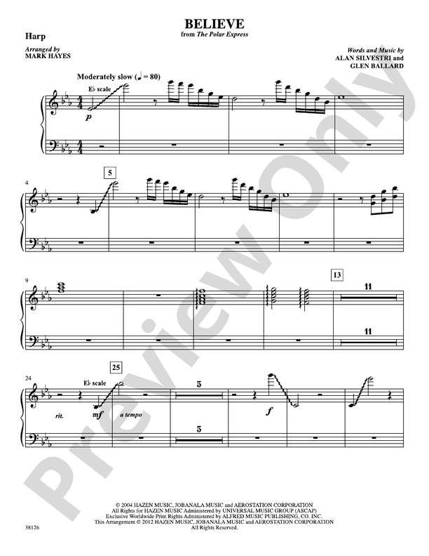Believe (from The Polar Express) Harp Harp Part Digital Sheet Music