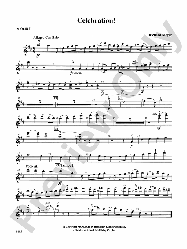 Celebration 1st Violin 1st Violin Part Digital Sheet Music Download 1703